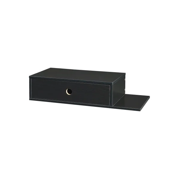 Étagère Murale Noire avec Tiroir 30 x 15 x 65 cm 1 Tiroir