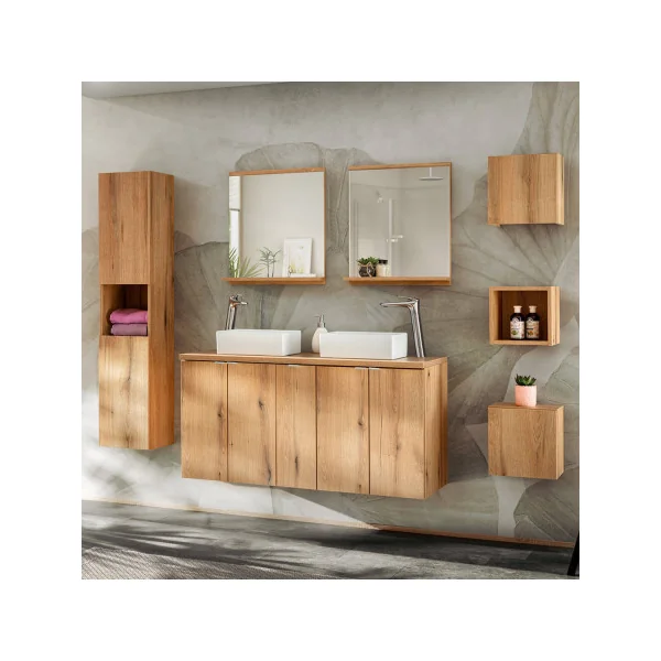 Étagère Murale Salle de Bain 27 x 21 x 25 cm Chêne