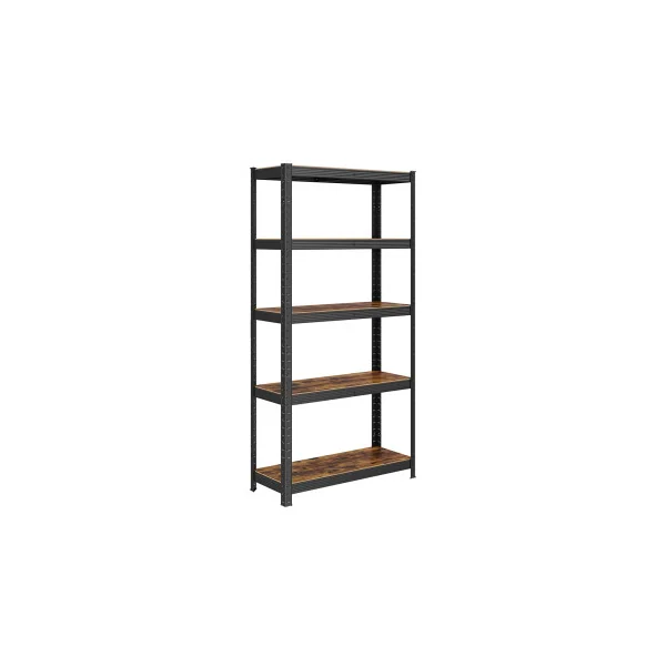 Étagère Noir Marron Rustique 75 x 30 x 150 cm 5 niveaux Rack Rangement Stockage Charge Lourde 650 kg