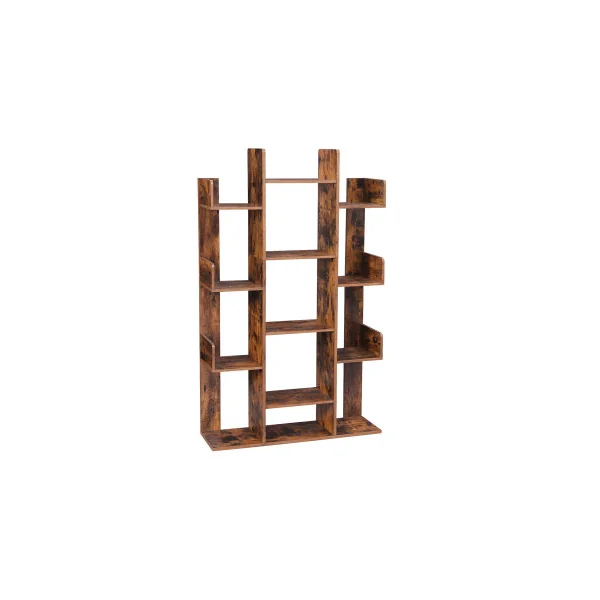 Étagère Ouverte 13 Compartiments Meuble de Rangement Marron Rustique
