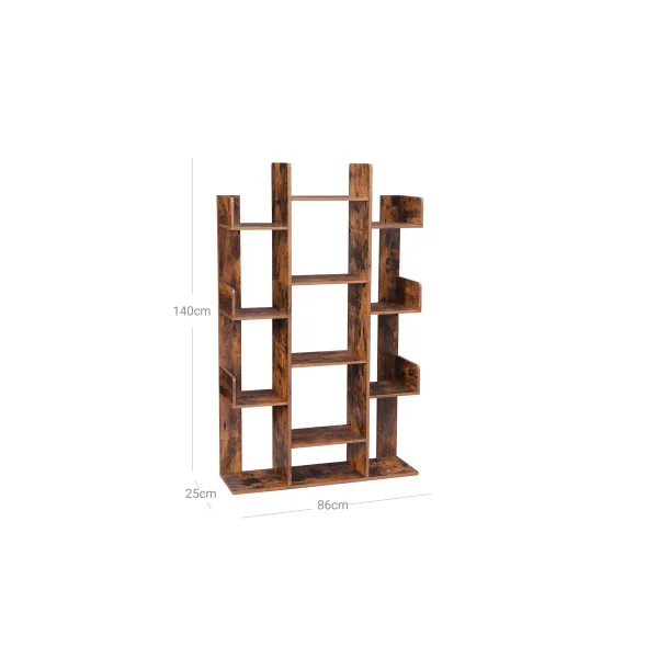 Étagère Ouverte 13 Compartiments Meuble de Rangement Marron Rustique