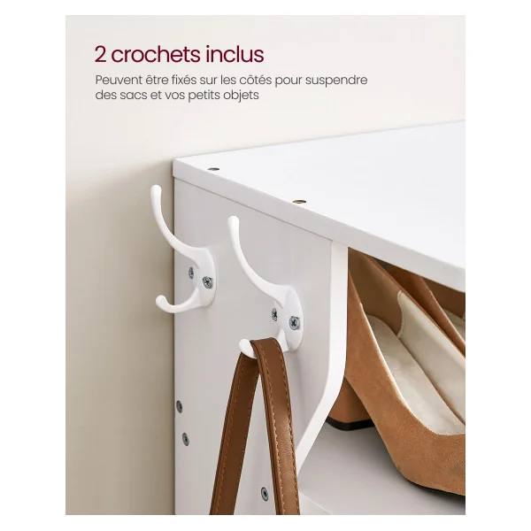 Étagère à Chaussures 6 niveaux Blanc Meuble Chaussures
