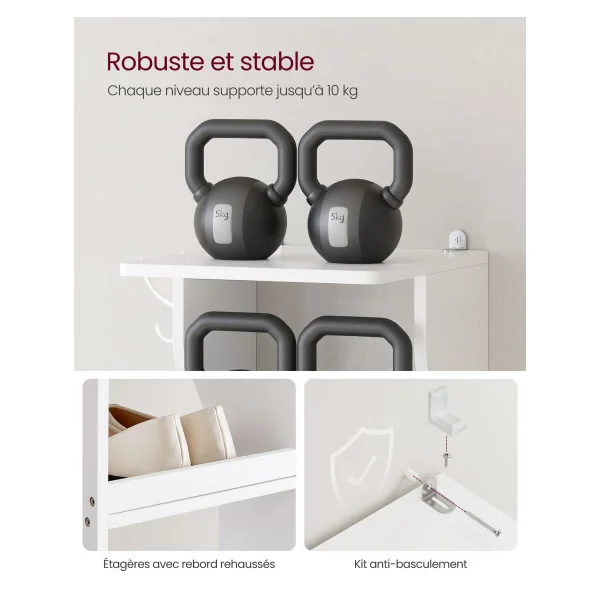 Étagère à Chaussures 6 niveaux Blanc Meuble Chaussures