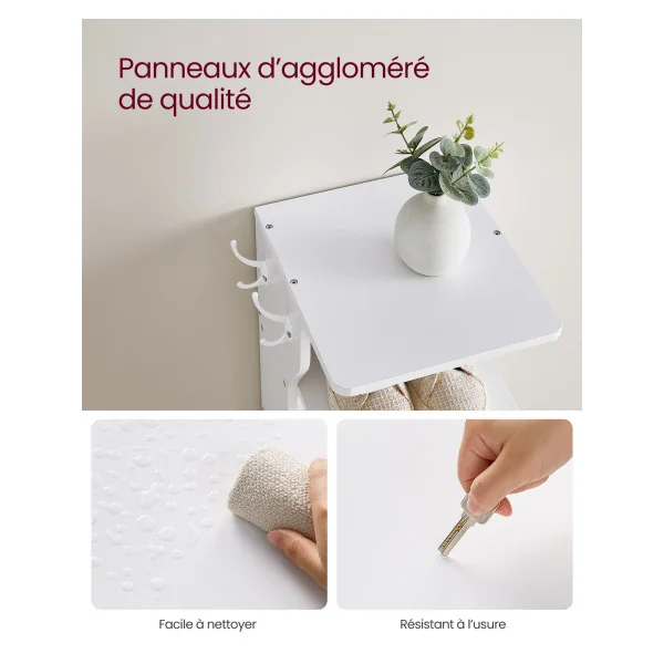 Étagère à Chaussures 6 niveaux Blanc Meuble Chaussures